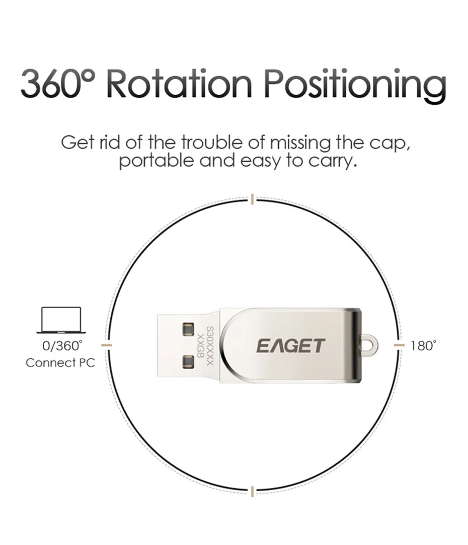 EAGET USB флэш-накопитель, 32 ГБ металлическая Флэшка высокоскоростная USB 3. 0 карта памяти 64 ГБ флеш-накопитель реальная емкость