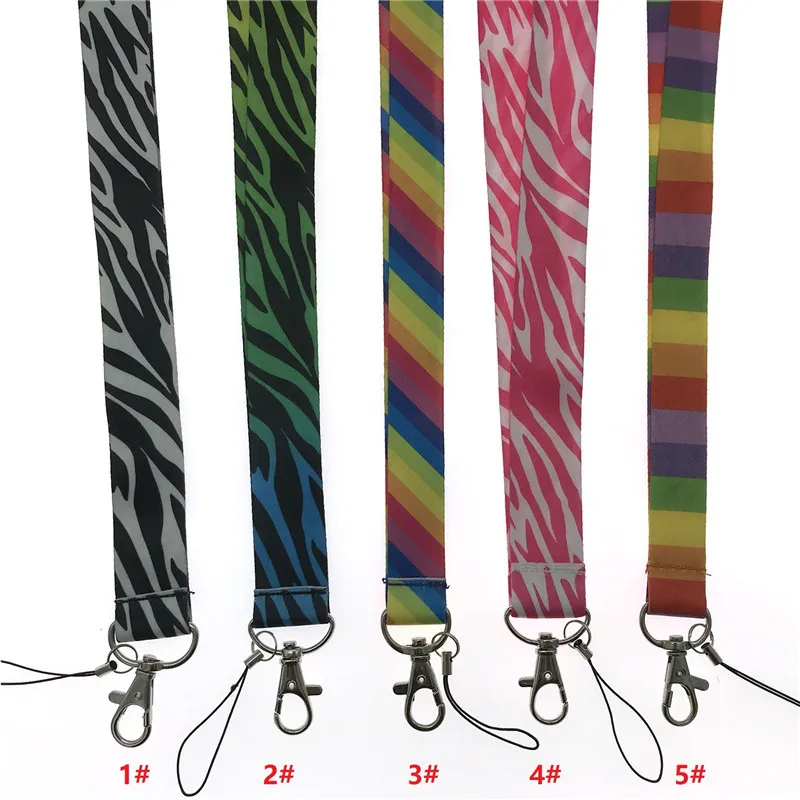 YUJUSER 5 Colors Zebra Striped Pattern Neck Strap Lanyards for Keys ID Card Gym Mobile Phone Straps USB Badge Holder Lanyard | Мобильные