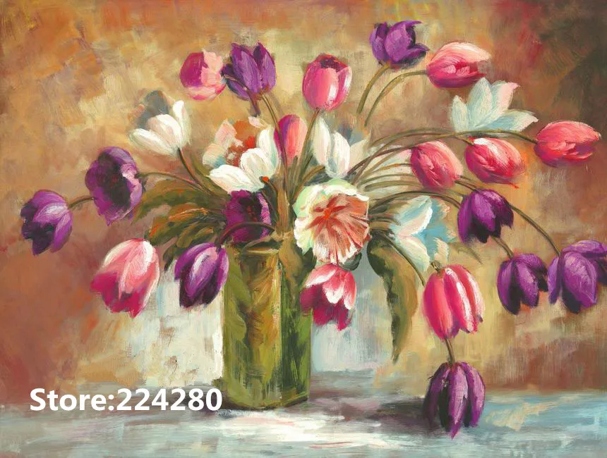 

Набор для вышивания крестом 14CT, ваза-тюльпан, вышивка по номерам, для домашнего декора