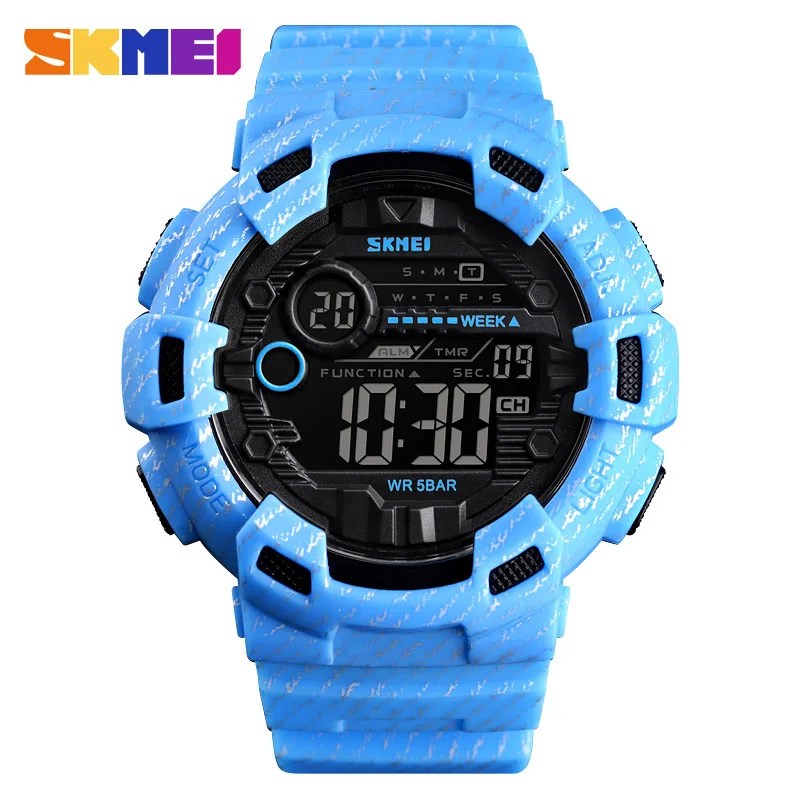 Light blue SKMEI часы Мужские Цифровые Спортивные мужские наручные часы reloj hombre два времени Chrono будильник часы модные мужские часы лучший бренд 1472 - Цвет: Light blue