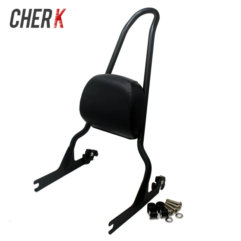 

Cherk Black Motorcycle Rear Passenger Sissy Bar Backrest Pad Cushion For Harley Softail Fatboy 2007-2017 16 15 14 13 12 10 09 08