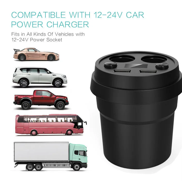 Чашка автомобильное зарядное устройство 2 USB-Multi функция телефон прикуриватели