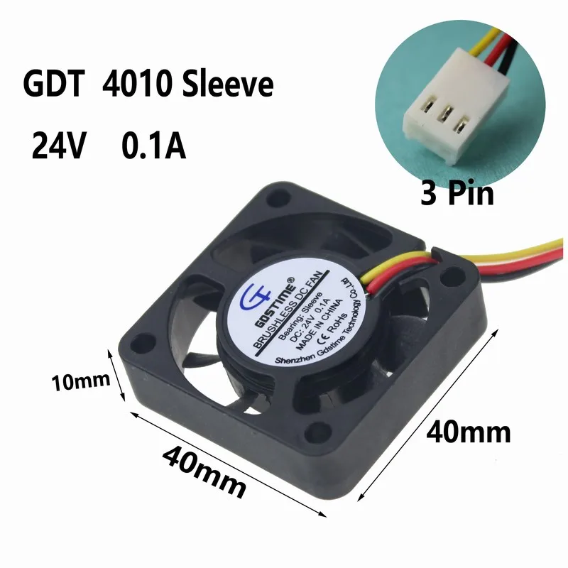 Gdstime 10 шт. 40x40x10 мм 40 x 24 В 3Pin FG 9 лопастей DC бесщеточный вентилятор охлаждения 4 см