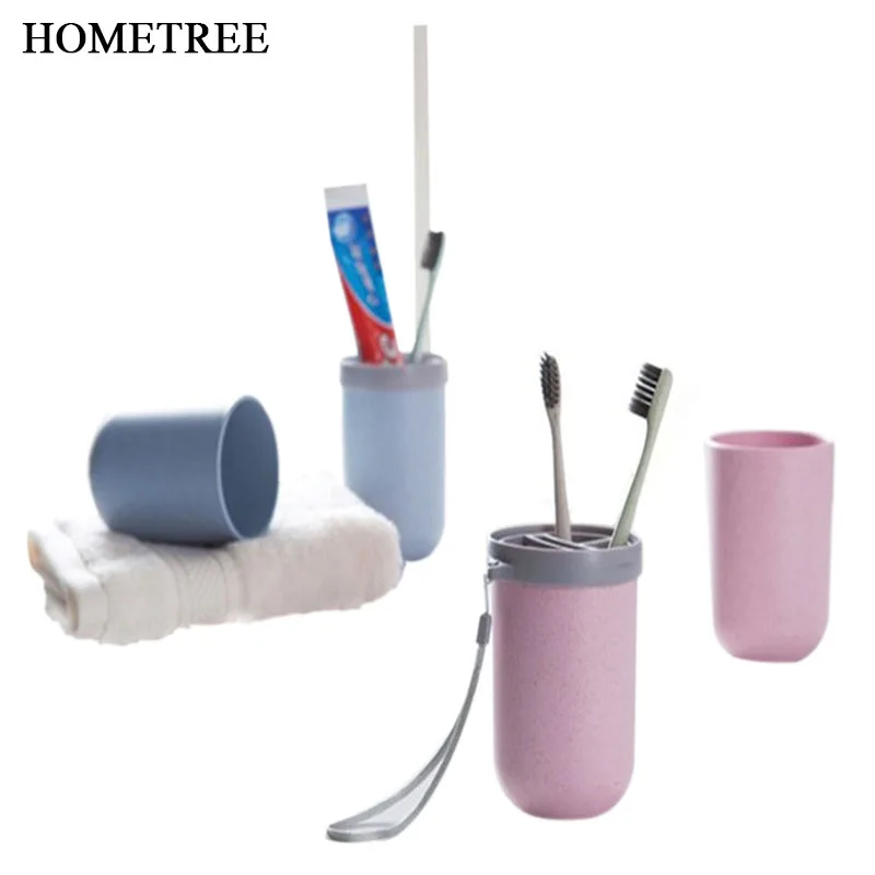 

HOMETREE 1Pcs Travel Seal Wash Toiletries Storage Cup Toothbrush/Toothpaste/towel Supplies Double Cups Bathroom Accessories H445