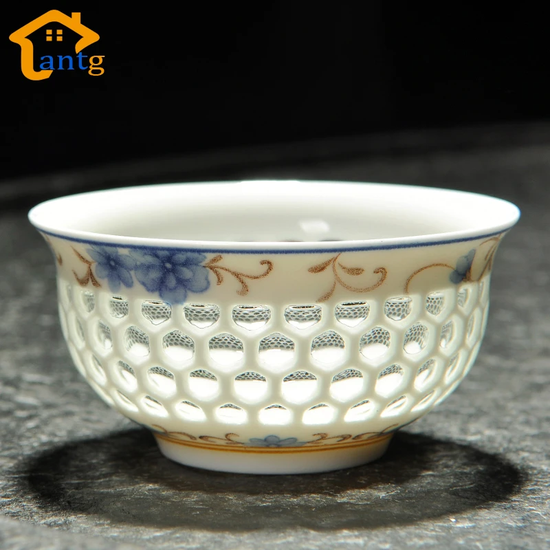 8 шт./лот Элегантные керамические чаши для чая с полыми сотами высококачественные