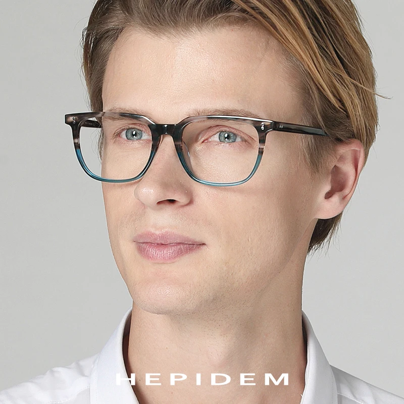Acetate Eyeglasses Frame Men Square Prescription Glasses New Men's Male Myopia Optical Frames Clear Spectacles Eyewear 9114