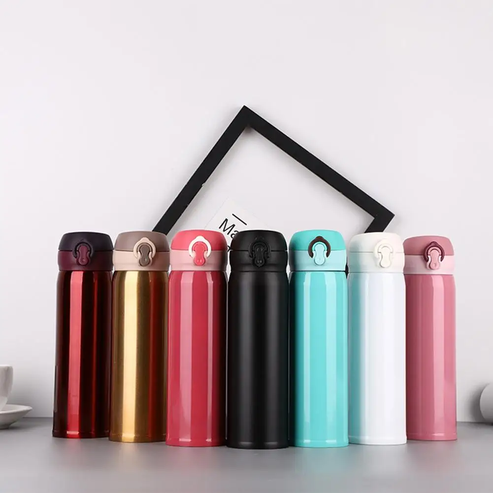 

1pc 500ml Stainless Steel Thermal Flask Jug Coffee Pop-Up Lid Sports Water Bottle Travel Outdoor Warm Water Supplies Fashion