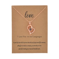 with card heart shape 100 language i love you necklace for women wedding letter necklace jewelry drop shipping