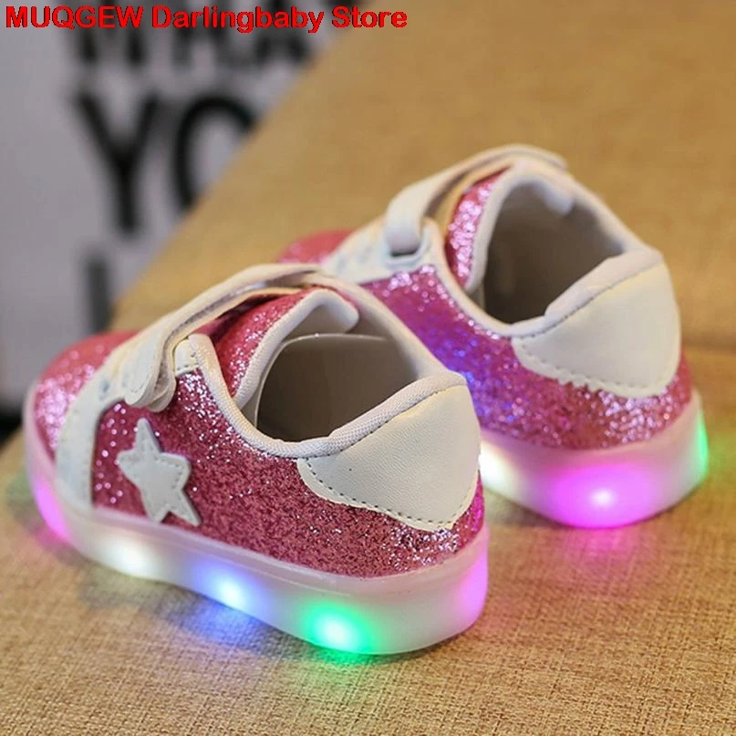 New Baby Fashion Lovely Star Sneaker LED Luminous Children Casual Colorful Light Tenis Infantil Girls Shoes Kids For Girl | Детская