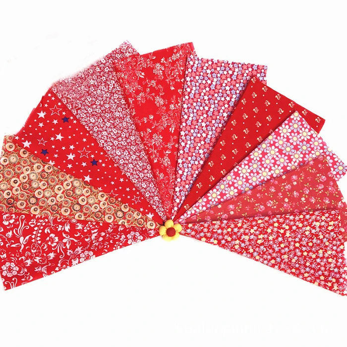 mixed 10design red flower Printed Cotton Fabric for Handmade Sewing Material Patchwork Curtain Needlework DIY craft 20*30cm Wh | Дом и сад