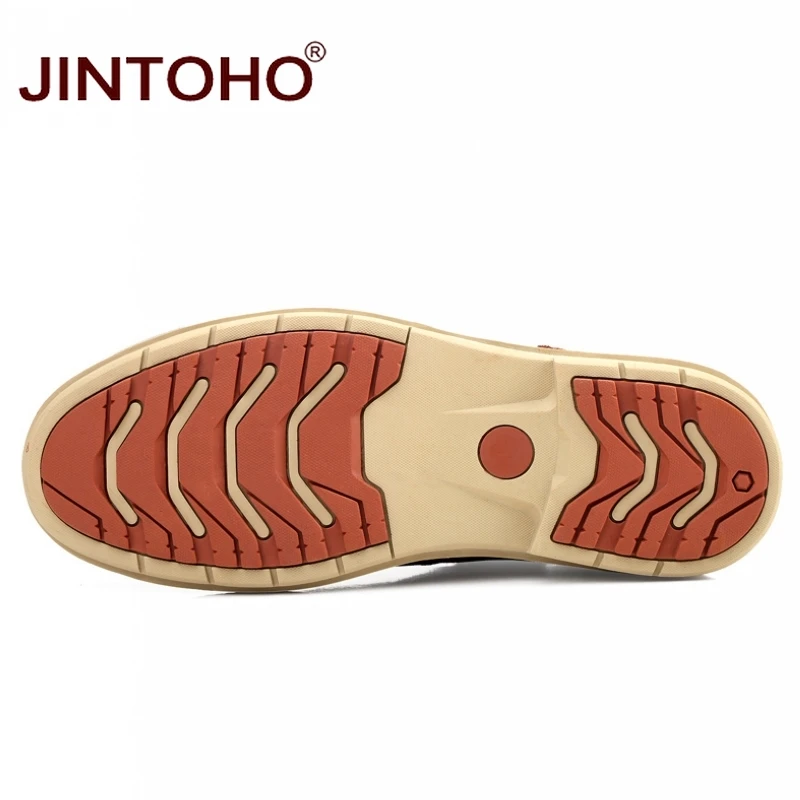 JINTOHO Мужская зимняя обувь модные брендовые мужские ботинки из натуральной кожи