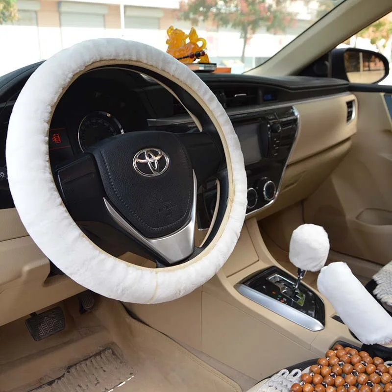 3 шт. зимний плюшевый Меховой чехол рулевого колеса автомобиля крышка ручного