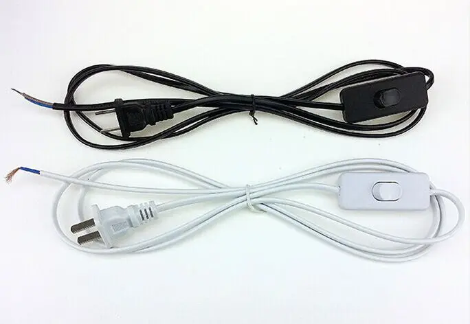 Переключатель на линия кабель 1,8 м вкл/выкл Мощность шнур для Светодиодный светильник с кнопочным выключателем штепсельная вилка европейского стандарта светильник переключения белый провод удлинитель