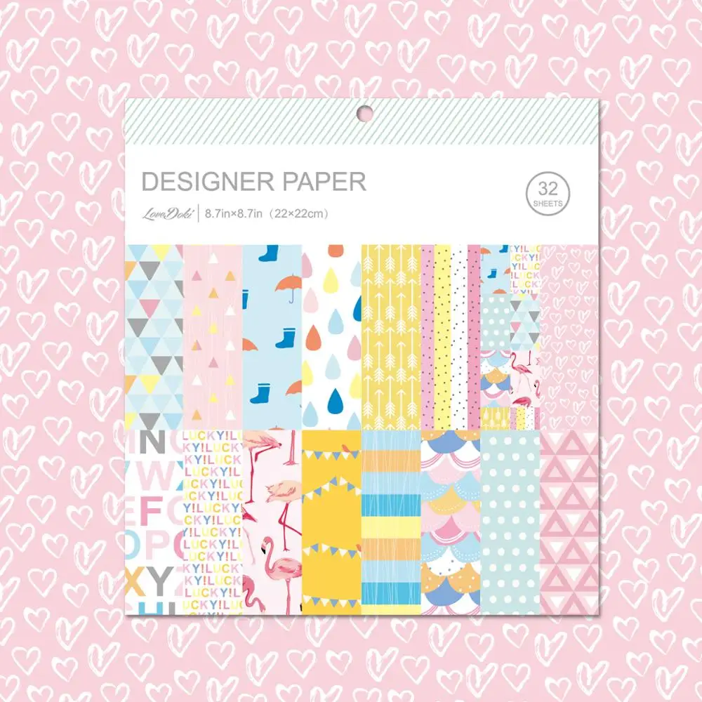 Flamingo Patterned Scrapbook Paper 32 Sheets Arts and Crafts Handmade Card Making Origami Decorative New Design Craft Pack | Дом и сад