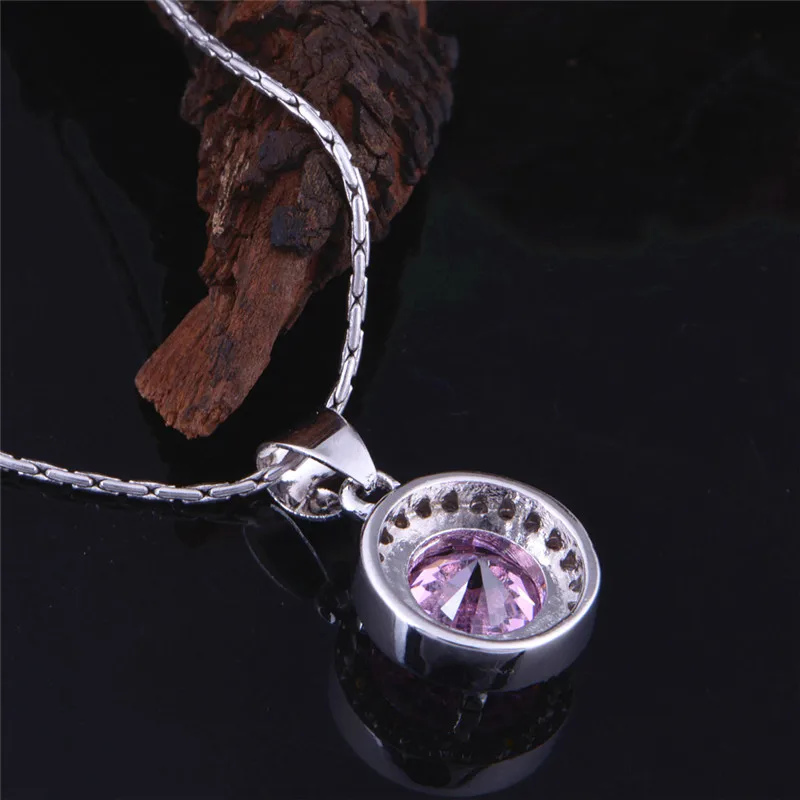Ожерелье женское круглое из серебра 925 пробы с фианитом|necklace women|pink necklacenecklace women