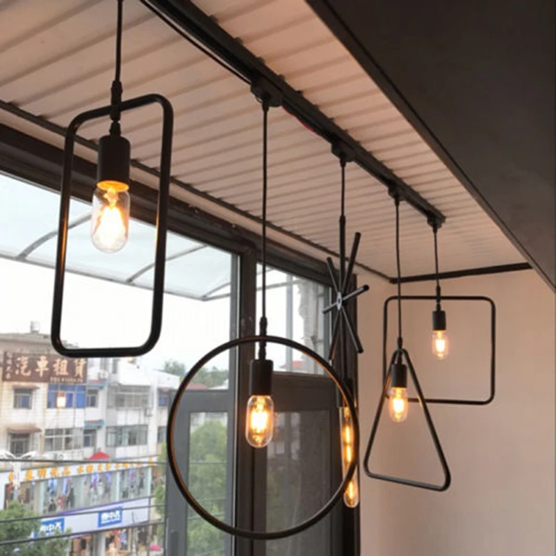 Minimalist Pendant lights Simple Geometry Iron Adjustable Ceiling Lamp E27 LED Bulb metal Hanging loft Home Decoration | Лампы и