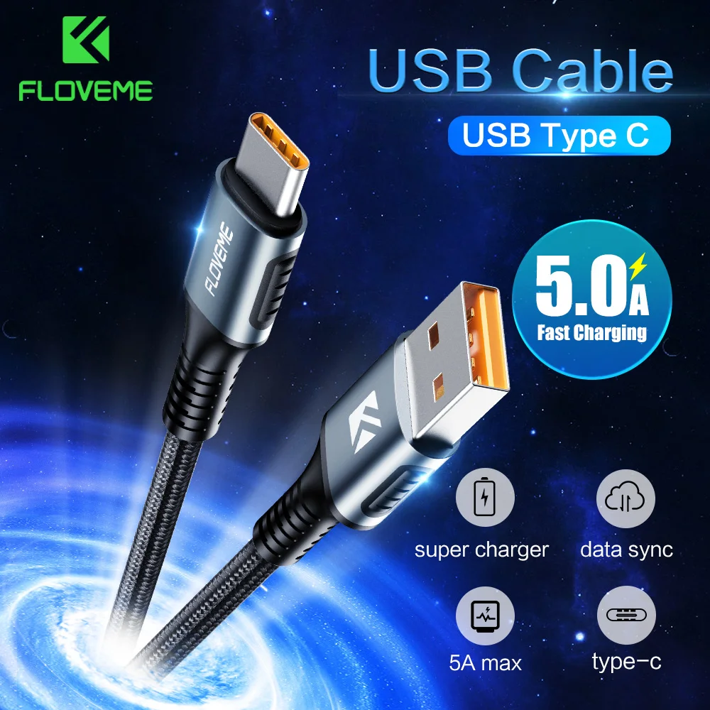 Кабель FLOVEME 5A Usb type c быстрое зарядное устройство для xiaomi mi 10 Pro быстрая зарядка usb