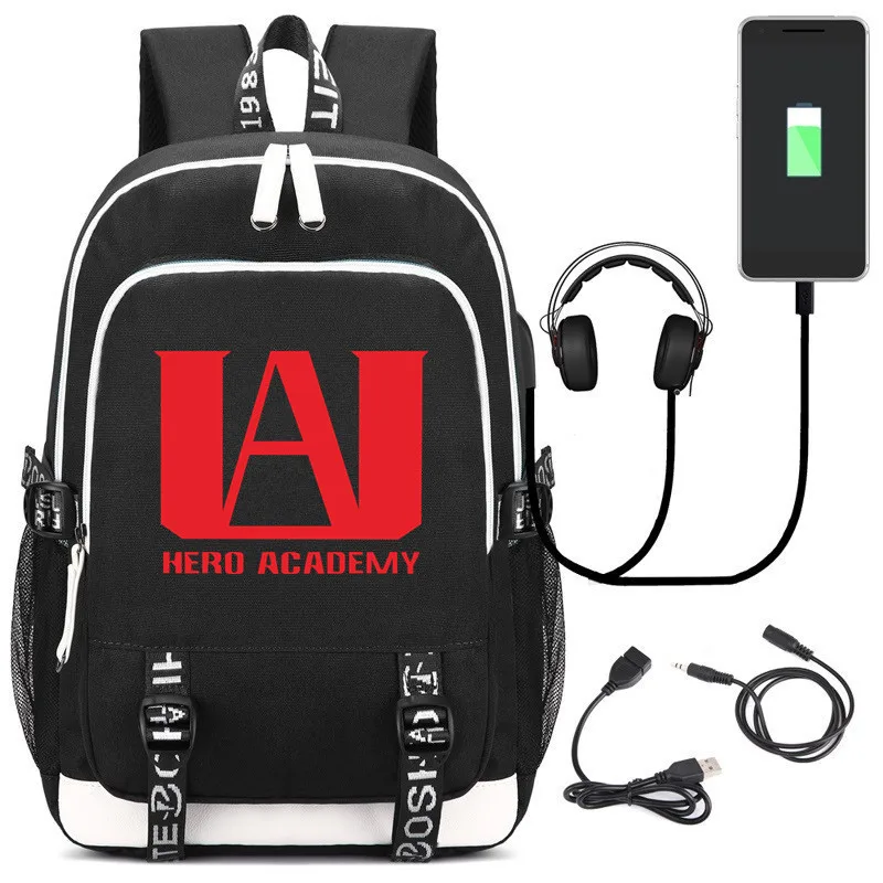 Рюкзак Boku no Hero с usb портом рюкзак для косплея My Academia можно заряжать повседневный