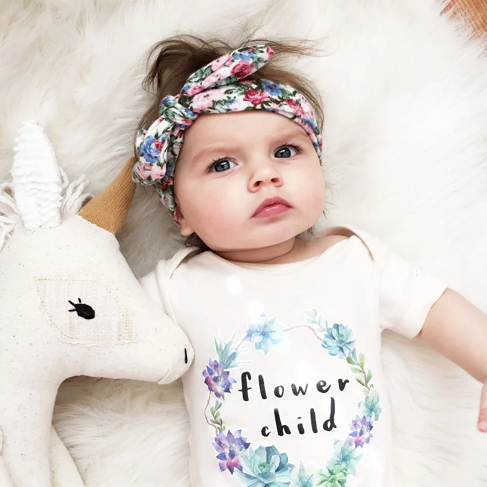 Повязка на голову с бантом для маленьких девочек эластичная вязаная хлопковая