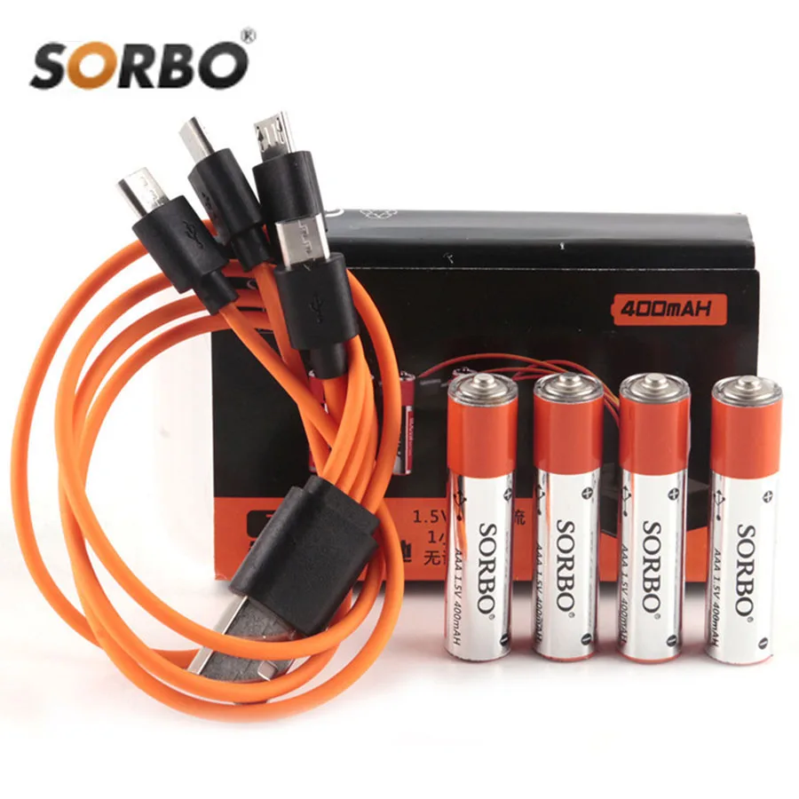 Портативный литий полимерный аккумулятор SORBO 4/8 шт. 1 5 в 400 мАч AAA быстрая зарядка USB