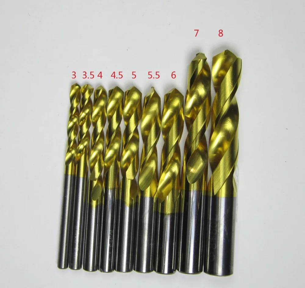 

wholesale 9PCS 3MM 3.5MM 4MM 4.5MM 5MM 5.5MM 6mm 7mm 8MM Tungsten carbide Twist Drill set CNC machine USA Drill bits For Metal