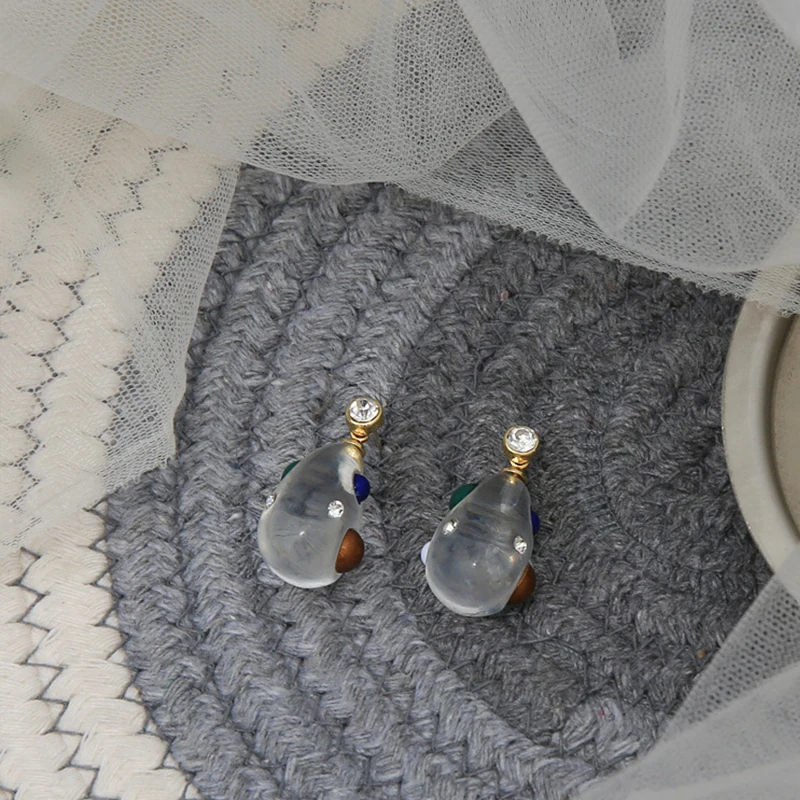 S925 Серебряные корейские креативные зеленые серьги капельки простые модные