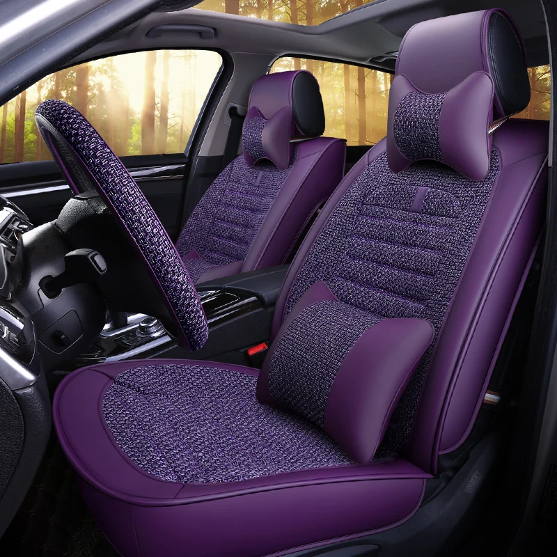 Универсальный искусственная кожа Лен волокна крышка автокресло для volvo s40 s60 s80 v40
