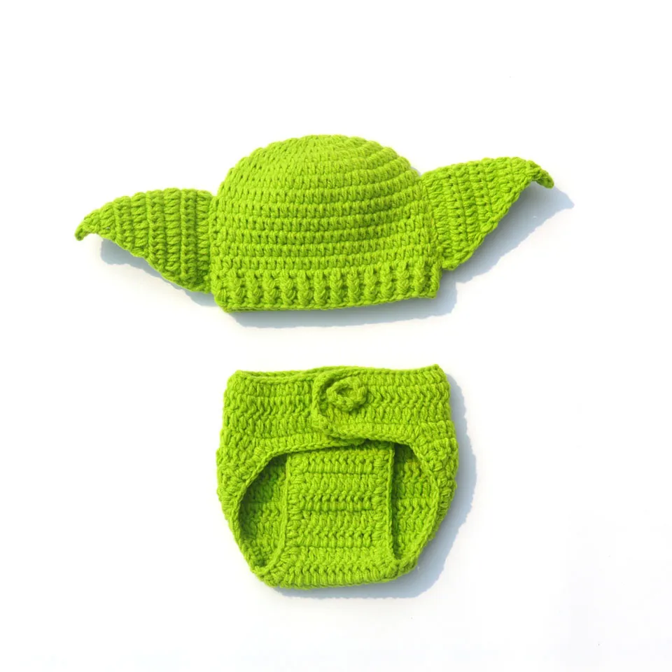 Infant Newborn Baby Boy Girl Crochet Costume Outfits Photography Props Star Wars Master Yoda Outfit Hat+Pant 0-6 Months | Детская одежда