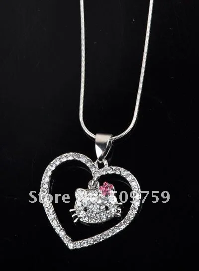 Fashion jewelry hot sale Hello kitty Pendant Crystal Necklaces costume Very beautifu|jewelry australian|necklace fashion jewelryjewelry necklace