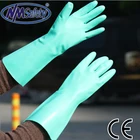 Зеленая нитриловая промышленная Рабочая перчатка NMSAFETY 2021, длинная химическая Рабочая перчатка, алмазная ручка на ладони, Защитная перчатка для работы