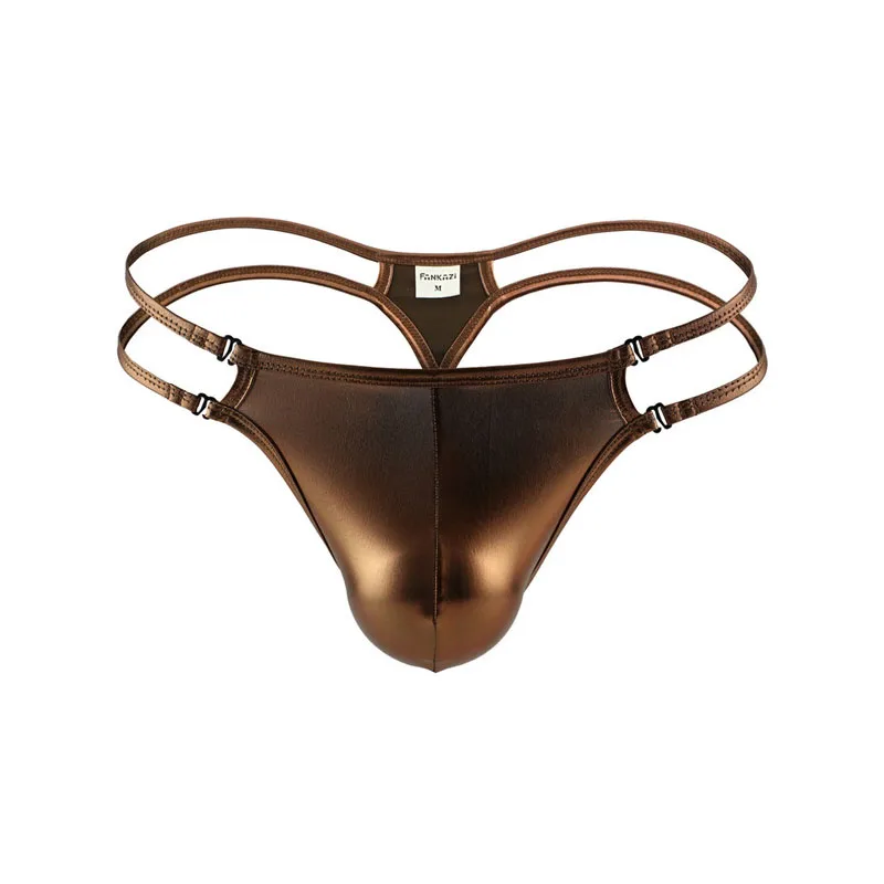 4PCS/Lot Mens Underwear Sexy Imitation Leather Briefs Bikini G-string Thong Tanga Underpants Man Shorts T-back Briefs