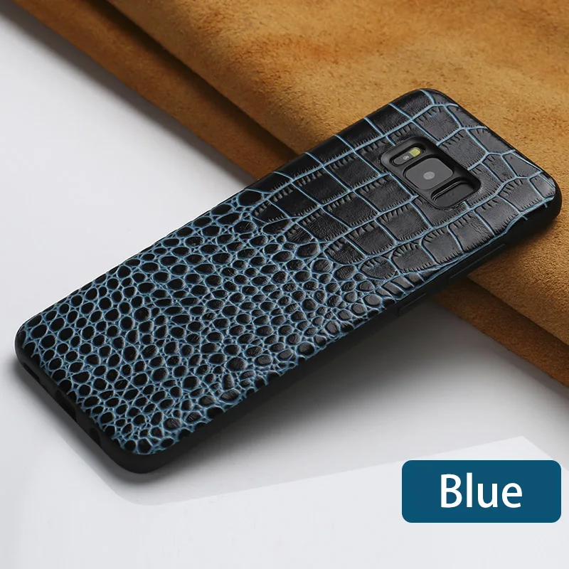 Роскошный чехол для телефона для samsung S10 плюс S7 S8 S9 Note 8 9 A5 J5 J7 A7 A8 J6 карт и узором «крокодиловая кожа» Оригинальные Теплые Крышка - Цвет: Синий