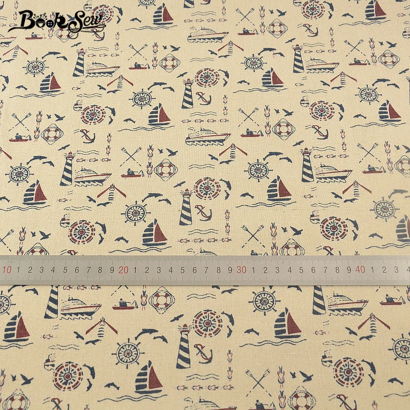 Booksew хлопчатобумажная льняная ткань морской тематический дизайн швейный материал для скатерти подушка сумка занавеска Подушка украшение «ZAKKA» Tissu