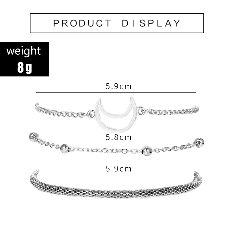 Модный богемный Национальный Ретро ветряная звезда луна сплав 3 шт браслет и