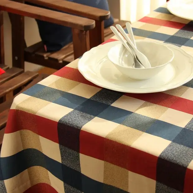 

100% Cotton Table Cloth English Style Plaid Print Multifunctional Tablecloths Coffee Tea Table Cover High Quality ZB-20
