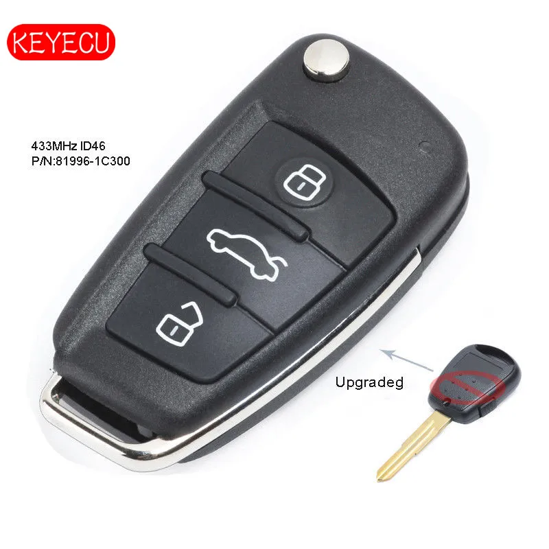 Keyecu Модернизированный Складной Дистанционный брелок 433 МГц ID46 чип для Hyundai Getz