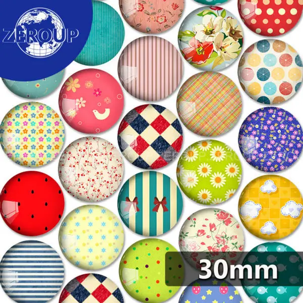 

30mm round glass cabochon brief pictures mixed pattern fit cameo base setting for flat back jewelry 10pcs/lot TP-115-R