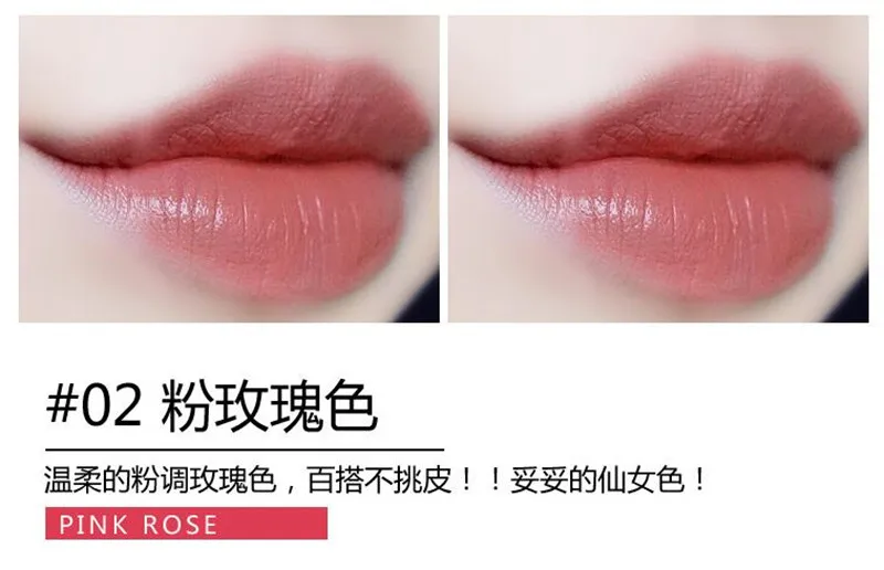 02 pink rose Корейский стиль NOVO бренд Vevet телесная матовая губная помада красные губы помада розовая Алмазная форма губная помада длительная водостойкая косметика - Цвет: 02 pink rose