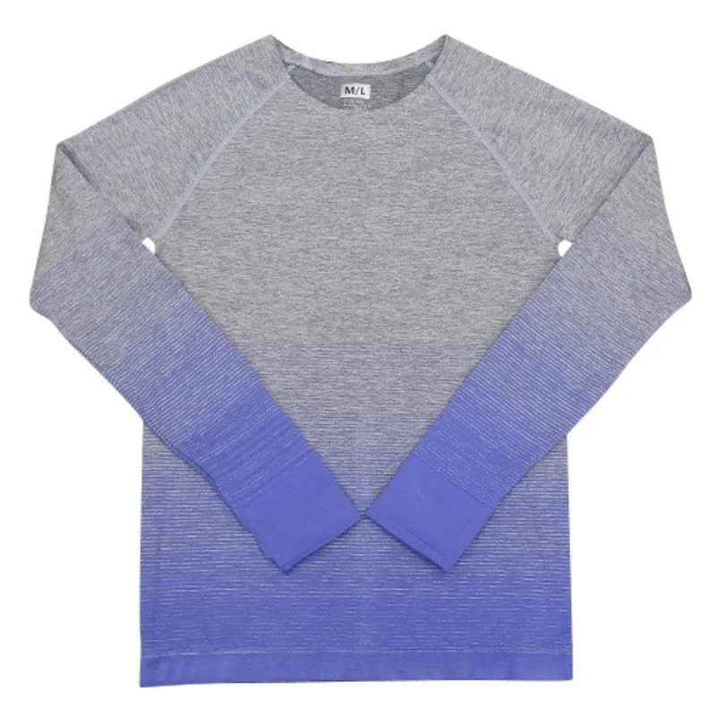 Женская осенне зимняя спортивная одежда рубашка градиентного цвета эластичное