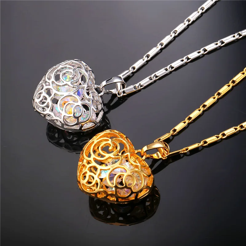 Ожерелье в форме сердца Хрустальный плавающий медальон кулон женское ювелирное