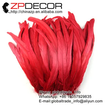 Zpdecor 100 шт./пакет 25-30 см(10-12ich) ручная Сортировка полностью красивое обесцвечивание красные хвостовые перья птиц для свадебного декора - Цвет: red