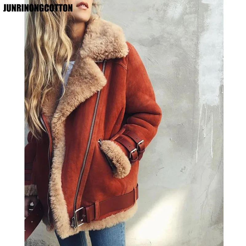 Фото JUNRINONGCOTTON 2018 зима Для женщин теплые парки замши овечьей шерсти пальто с лацканами JUNRINONGCOTTON 2018 зима Для женщин теплые парки замши овечьей шерсти пальто с лацканами