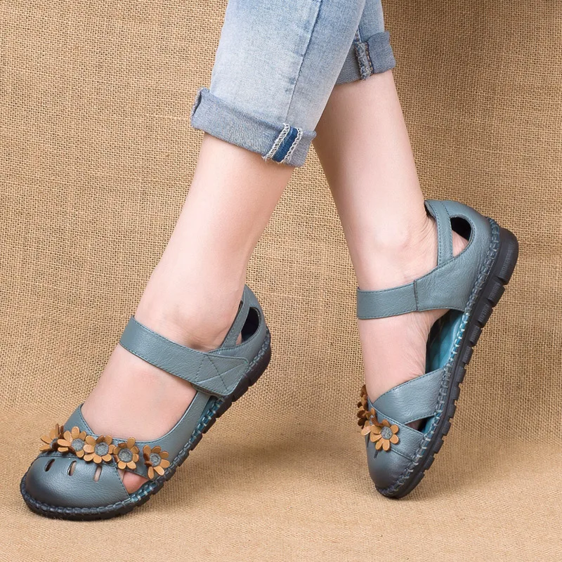 Tideway/Винтажные летние сандалии ручной работы женская обувь на плоской подошве