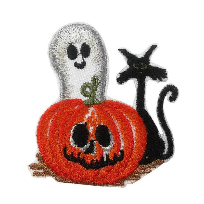 Holloween тыква Черный кот призрак вышитые железа на шить патчи для аппликация одежду