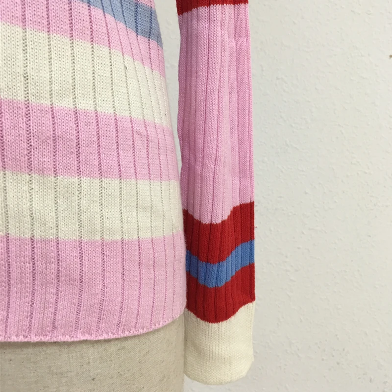 Fashion Striped Rainbow Sweater Women 2018 Autumn Winter Knitted Tops Sweaters Pullovers Long Sleeve Fitness Casual Jumper Femme | Женская