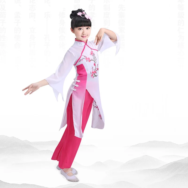 Китайские костюмы для народных танцев Hanfu девочек детские одежда классических