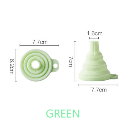 GREEN 4 шт кухонные домашние портативные складные воронки телескопическая Воронка с длинным горлом креативная Бытовая жидкая силикагель воронка кухонные инструменты - Цвет: GREEN