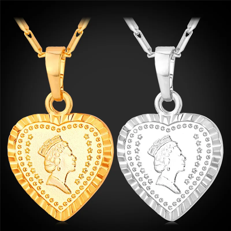 

Heart Pendant Necklace Trendy Jewelry Gift Sale Gold Color Necklace Women European Queen P1180