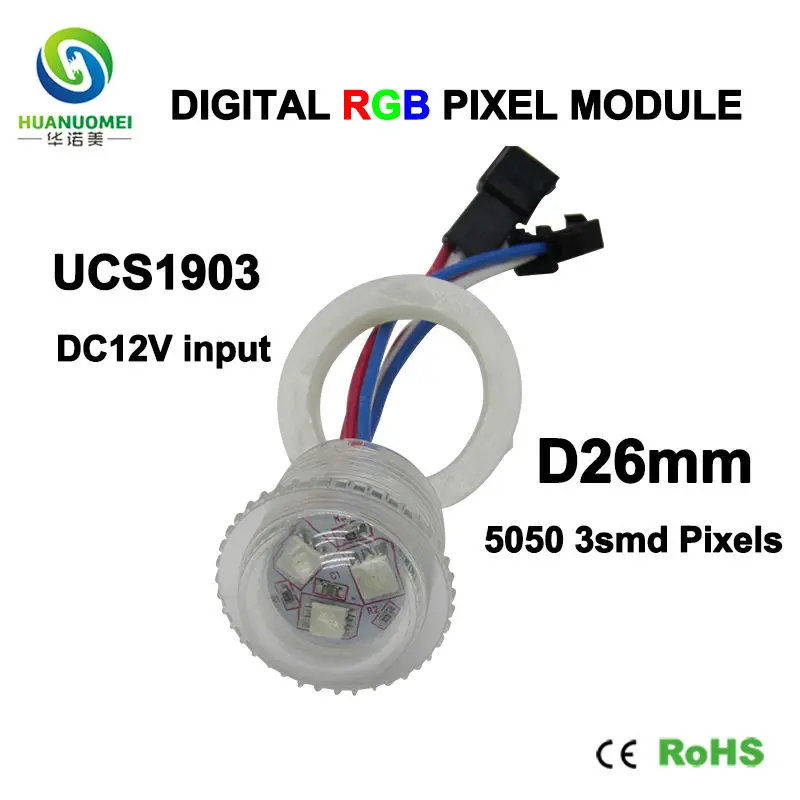 Водонепроницаемый Адресный 12 В 26 мм 3 светодиода s UCS1903 цифровой smd 5050 rgb