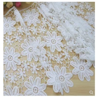 shidao white polyester embroidered sewing ribbon guipure lace trim or fabric warp knitting diy garment accessories free shipping